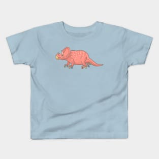 Triceratops Dinosaur on Roller Skates Kids T-Shirt